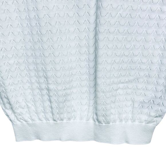 Brooks Brothers White Pointelle Short Sleeve Sweater Sz Medium Chevron Romantic - Picture 4 of 6